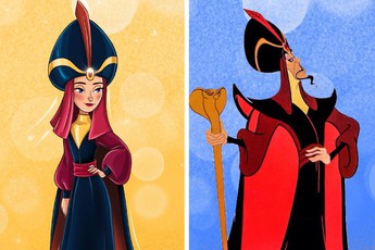 16 nhân vật phản diện nam trong hoạt hình Disney hóa thiếu nữ mong manh khi chuyển đổi giới tính