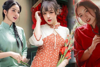 Loạt hot girl làng game xúng xính áo dài, 'đọ sắc' dịp Tết cổ truyền