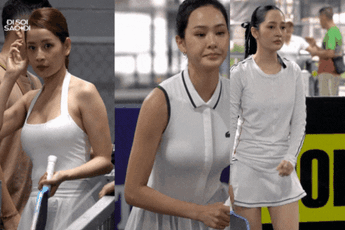 Chi Pu khoe vòng 1 cực bốc, Hiền Hồ vén váy thi đấu hừng hực trên sân pickleball