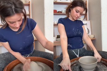 Chỉ ngồi “nặn gốm”, hot girl vẫn dễ dàng hút 1 triệu người xem