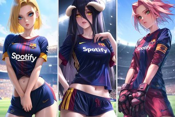 AI "biến hình" dàn mỹ nữ anime thành cầu thủ Barca đẹp hút hồn