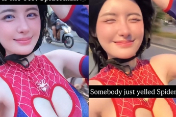 Hot girl hóa Spider Man, trải nghiệm dạo phố Việt đầy thích thú