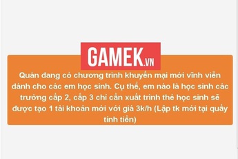 Bất ngờ với quán net khuyến mại vĩnh viễn cho học sinh