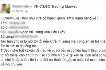 Thanh niên CS:GO scam số tiền gần 10 triệu, không ngờ bị nạn nhân tìm ra danh tính