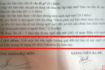 Hết Võ Lâm Truyền Kỳ, Pokemon GO cũng được đưa vào đề thi Văn học