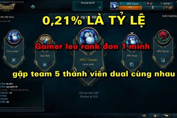 Team 5 người Liên Minh Huyền Thoại có 0,21% tỷ lệ gặp gamer leo Rank đơn 1 mình
