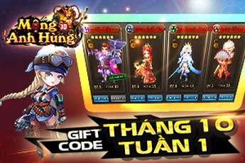 Mộng Anh Hùng phát Gift Code tuần 1 tháng 10 dành cho game thủ
