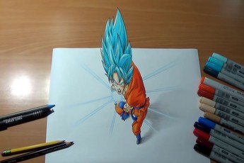 Hướng dẫn vẽ hình Son Goku 3D đẹp tuyệt vời