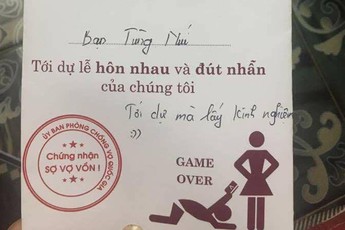 Thiệp cưới bá đạo của cặp đôi Việt: chú rể tự nhận mình bị "Game Over"