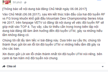 VETV gửi lời xin lỗi đến đội tuyển Liên Minh Huyền Thoại UTM sau phát ngôn gây bão