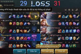 Liên Quân Mobile: Game thủ AFK có thể bị trừ tới 20 điểm uy tín