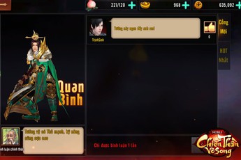 Không cần phải lên group hỏi nữa, chơi Chiến Thần Vô Song có ngay tính năng đánh giá tướng ingame