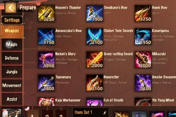 Hệ thống trang bị trong Onmyoji Arena có nhiều nét tương đồng với Liên Quân Mobile