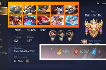 Liên Quân Mobile: Garena tặng FREE 10 tướng, game thủ "đáp trả" với nick "92 tướng, mấy trăm nghìn vàng"