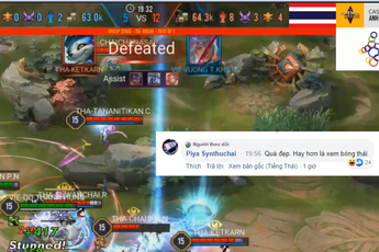 Chứng kiến màn trình diễn của 2 đội tuyển quốc gia, cộng đồng Thái Lan nhận định "Liên Quân Mobile hay hơn bóng đá"