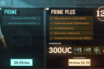 PUBG Mobile: Tính năng VIP xuất hiện, giá gói Prime Plus khoảng 230 nghìn đồng/tháng