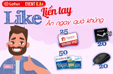 TẶNG 115 phần quà: Thẻ điện thoại, thẻ Garena, Steam wallet và Chuột... cho anh em game thủ