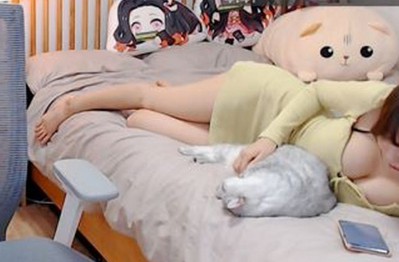 Lạ lùng cô nàng streamer, mặc kệ người xem chỉ nằm vuốt ve mèo cưng nhưng lại khiến viewer lưu luyến, đuổi cũng không đi