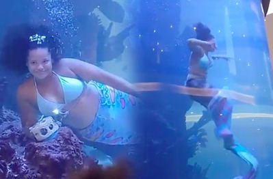 Chuyện hy hữu: Tiên cá suýt đuối nước và pha xử lý ấn tượng trong gang tấc