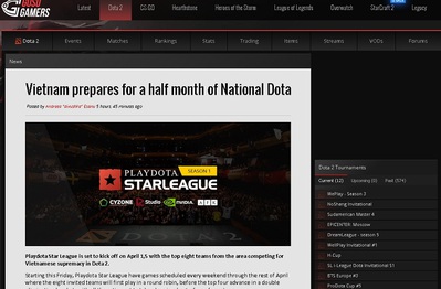 Giải đấu DOTA 2 Việt Nam liên tục được lên báo nước ngoài