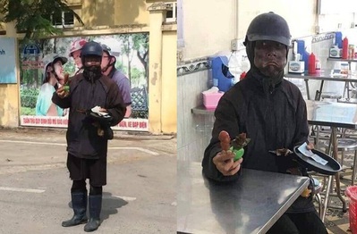 Công an truy tìm 'ninja đen' cầm đầu gà, xúc xích đi xin tiền ở Hà Nội