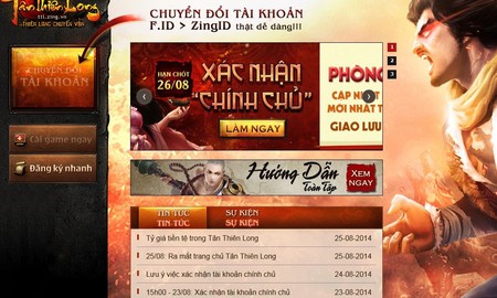 Tân Thiên Long mở trang chủ, cho phép chuyển đổi tài khoản