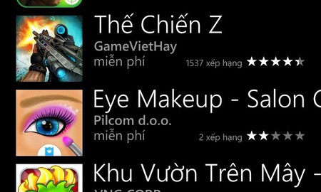 Phong Ma dẫn đầu bảng xếp hạng game trên Windows Phone