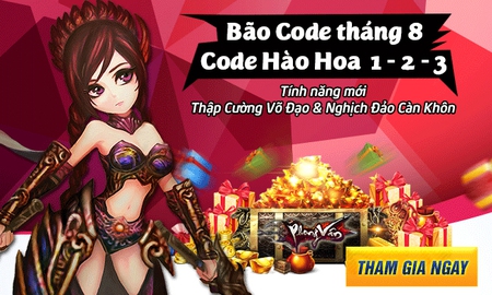 Tặng 700 Gift Code tân thủ Webgame Phong Vân trong tháng 8