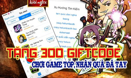 Tặng 300 Gift Code Tam Quốc Diễn Nghĩa Mobi