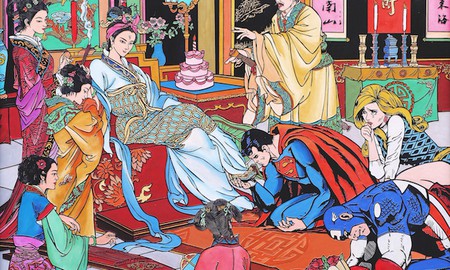 Độc đáo bộ tranh nghệ thuật khiến Superman lạc vào chốn tiên cảnh phương Đông