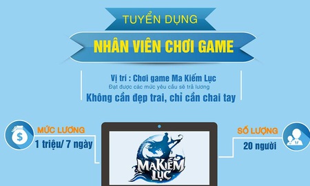 Một game online Việt Nam tuyển nhân viên chỉ ngồi chơi game vẫn có lương