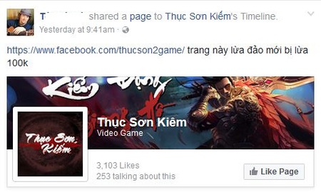 Game online mới ra mắt tại Việt Nam bị giả mạo fanpage để lừa tiền game thủ