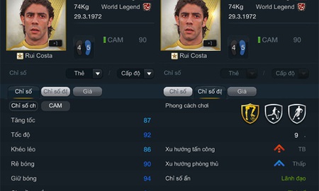 Rui Costa World Legend: Bậc thầy kiến tạo trong FIFA Online 3