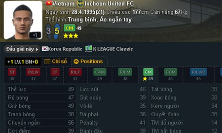 Lương Xuân Trường sẽ tăng chỉ số ở Roster Update thẻ FIFA Online 3 mùa 2016?