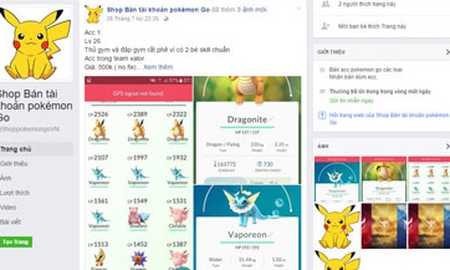 Sôi động thị trường tài khoản Pokemon Go