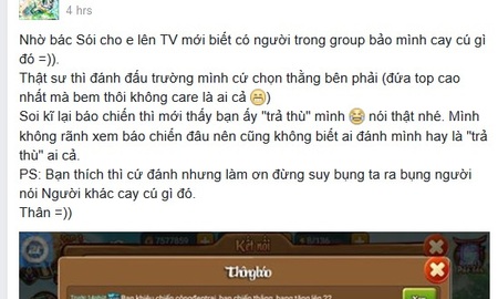 Sợ bị thù hằn vì PK trong game, anh chàng này phải đăng đàn giải thích