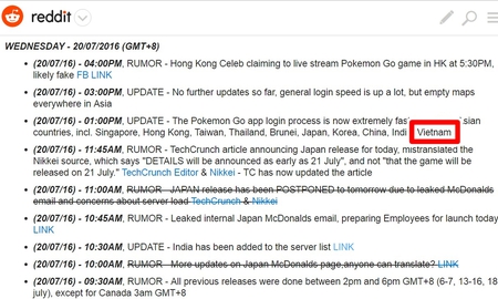 Việt Nam đã xuất hiện trong thông báo mới nhất của Pokemon GO