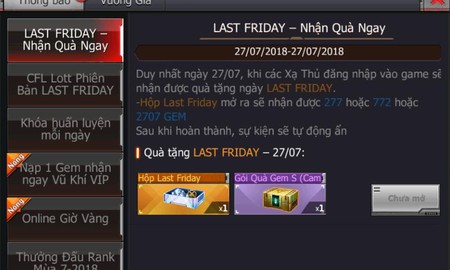 CFL: Last Friday quà ngập tràn