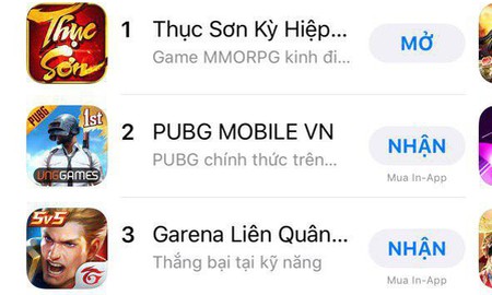 Thục Sơn Kỳ Hiệp Mobile ALL-KILL tất cả các BXH App Store và CH Play, xin nhắc lại là ALL-KILL!