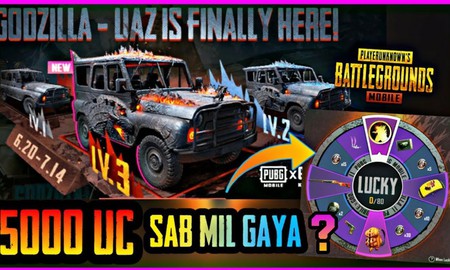 PUBG Mobile chào hàng xe UAZ chúa tể Godzilla, game thủ lại "khô máu" với Lucky Spin