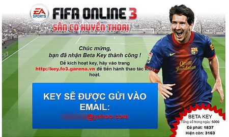 Fifa Online 3 khan hiếm Beta Key