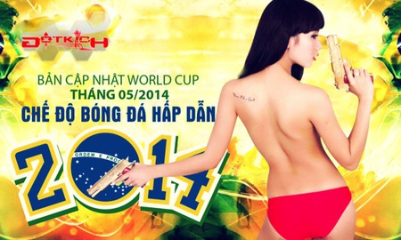 Hot girl Đột Kích ngực trần bên trái bóng World Cup