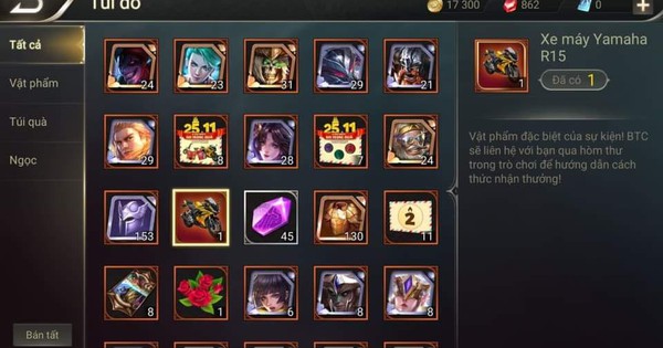 Game thủ Liên Quân Mobile trúng xe máy Yamaha R15: