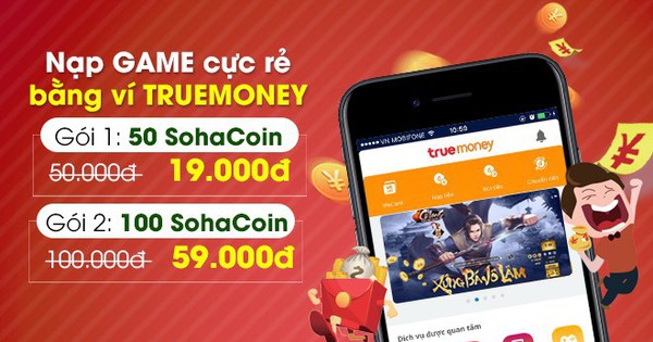 Thẻ game giá rẻ, giảm giá đặc biệt 50% SohaCoin tại TrueMoney